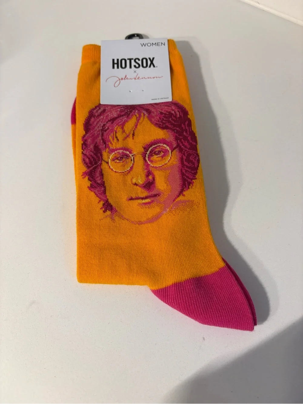 NWT Hot Sox x John Lennon Yellow Graphic Crew Socks Women’s | Beatles